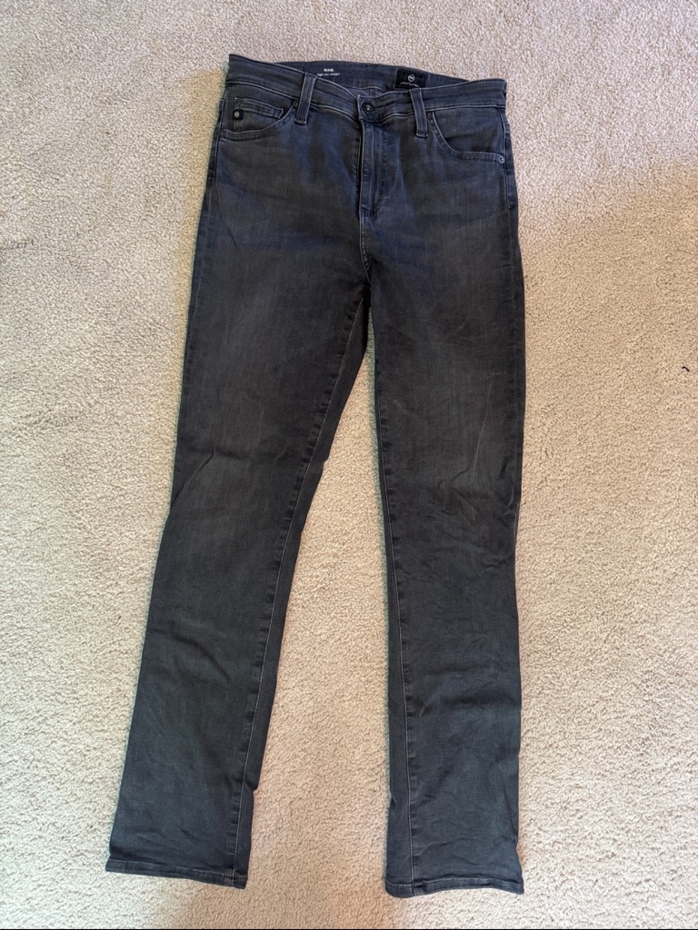 Ag Adriano Goldschmied Women’s Straight Leg Jeans in Charcoal Black